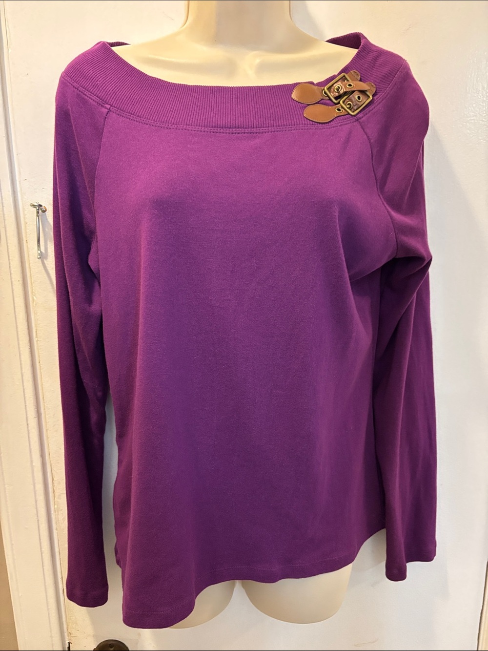 Ralph Lauren XL Boatneck Top with Decorative Buckle 26-364